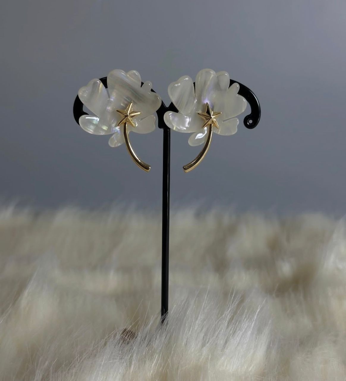 Iridescent floral earrings